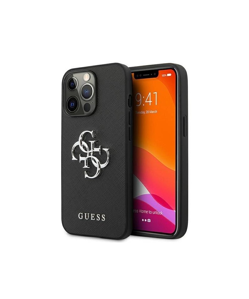 Guess Saffiano 4G Metal Logo case for iPhone 13 Pro / 13 6.1" - black