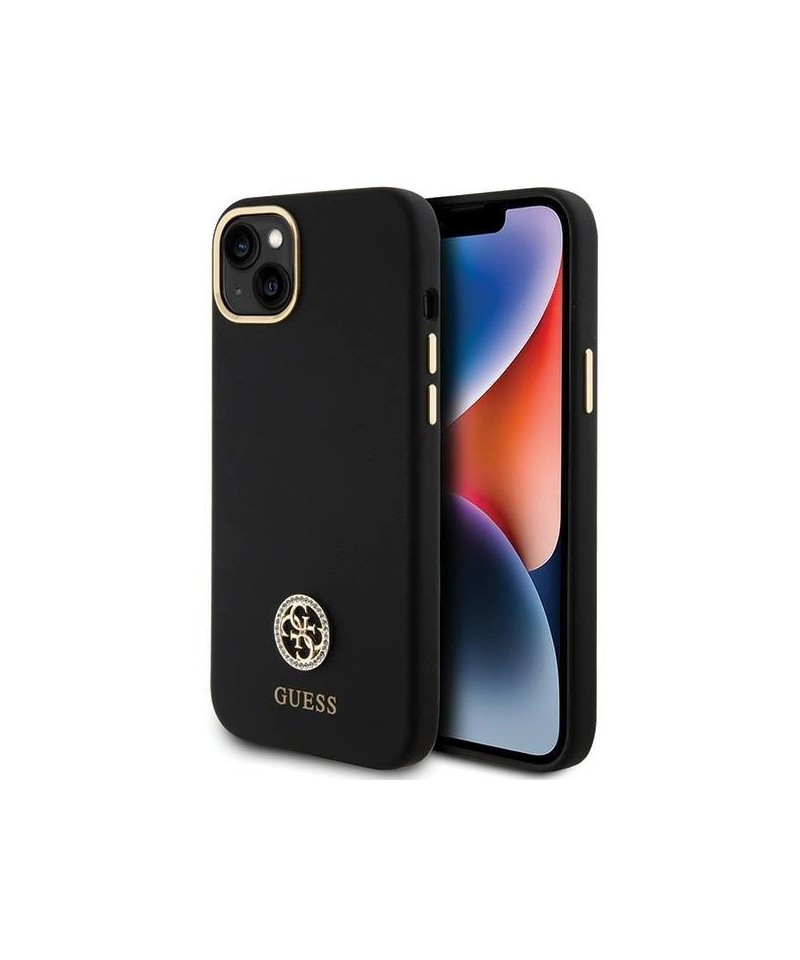 Guess Silicone Logo Strass 4G Case for iPhone 15 Plus / 14 Plus 6.7" - Black