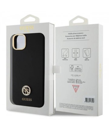 Guess Silicone Logo Strass 4G Case for iPhone 15 Plus / 14 Plus 6.7" - Black