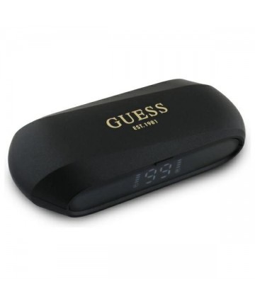Guess Elongated Metallic Printed Logo Bluetooth TWS Headphones + Docking Station - Black