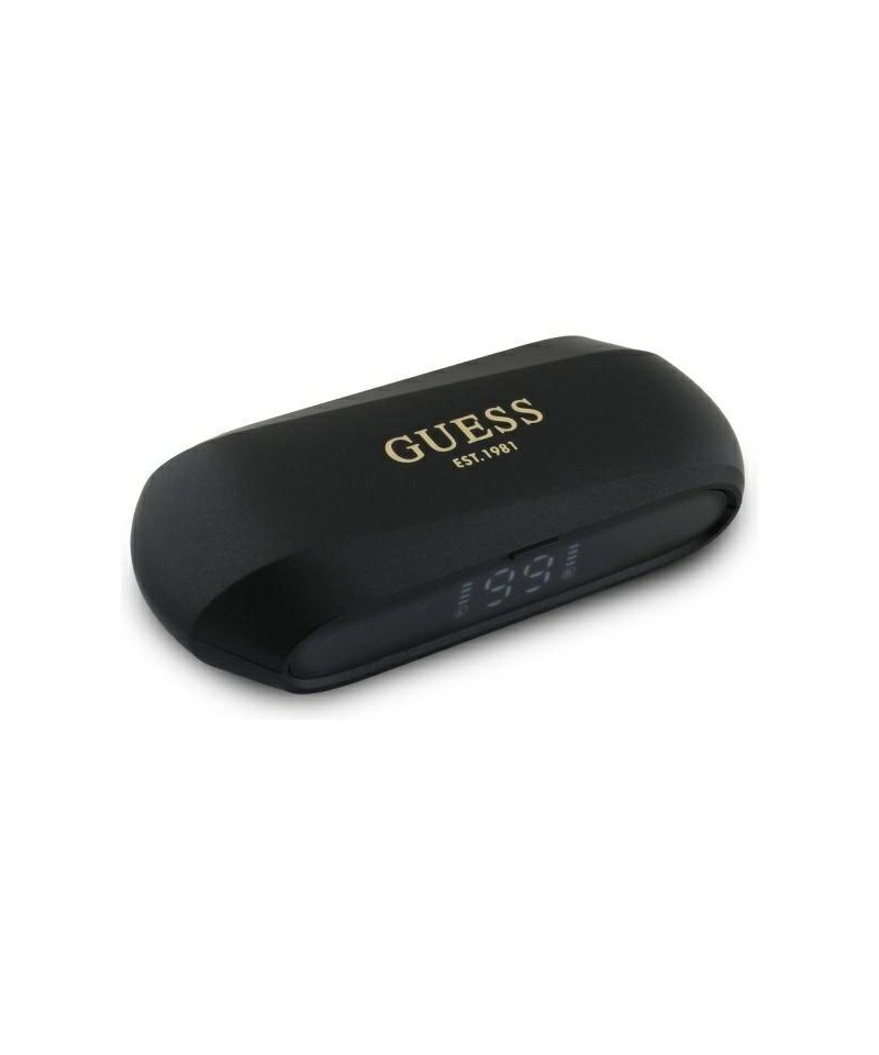 Guess Elongated Metallic Printed Logo Bluetooth TWS Headphones + Docking Station - Black