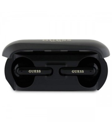 Guess Elongated Metallic Printed Logo Bluetooth TWS Headphones + Docking Station - Black