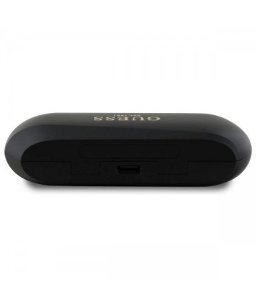Guess Elongated Metallic Printed Logo Bluetooth TWS Headphones + Docking Station - Black