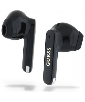 Guess Elongated Metallic Printed Logo Bluetooth TWS Headphones + Docking Station - Black