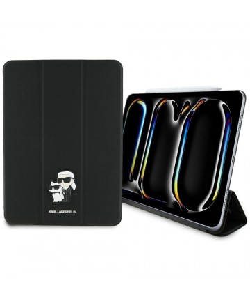 Karl Lagerfeld Saffiano Magnetic Karl & Choupette iPad Pro 11" 2024 Book Cover Case - Black
