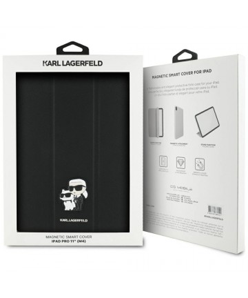 Karl Lagerfeld Saffiano Magnetic Karl & Choupette iPad Pro 11" 2024 Book Cover Case - Black