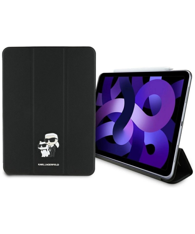 Karl Lagerfeld Saffiano Magnetic Karl & Choupette iPad Air 11" 2024 Book Cover Case - Black