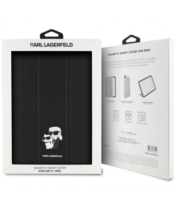 Karl Lagerfeld Saffiano Magnetic Karl & Choupette iPad Air 11" 2024 Book Cover Case - Black