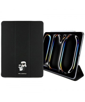 Karl Lagerfeld Saffiano Magnetic Karl & Choupette iPad Pro 13" 2024 Book Cover Case - Black