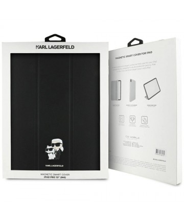 Karl Lagerfeld Saffiano Magnetic Karl & Choupette iPad Pro 13" 2024 Book Cover Case - Black