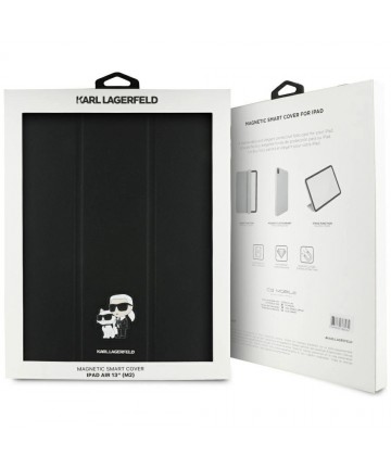 Karl Lagerfeld Saffiano Magnetic Karl & Choupette iPad Air 13" 2024 Book Cover Case - Black