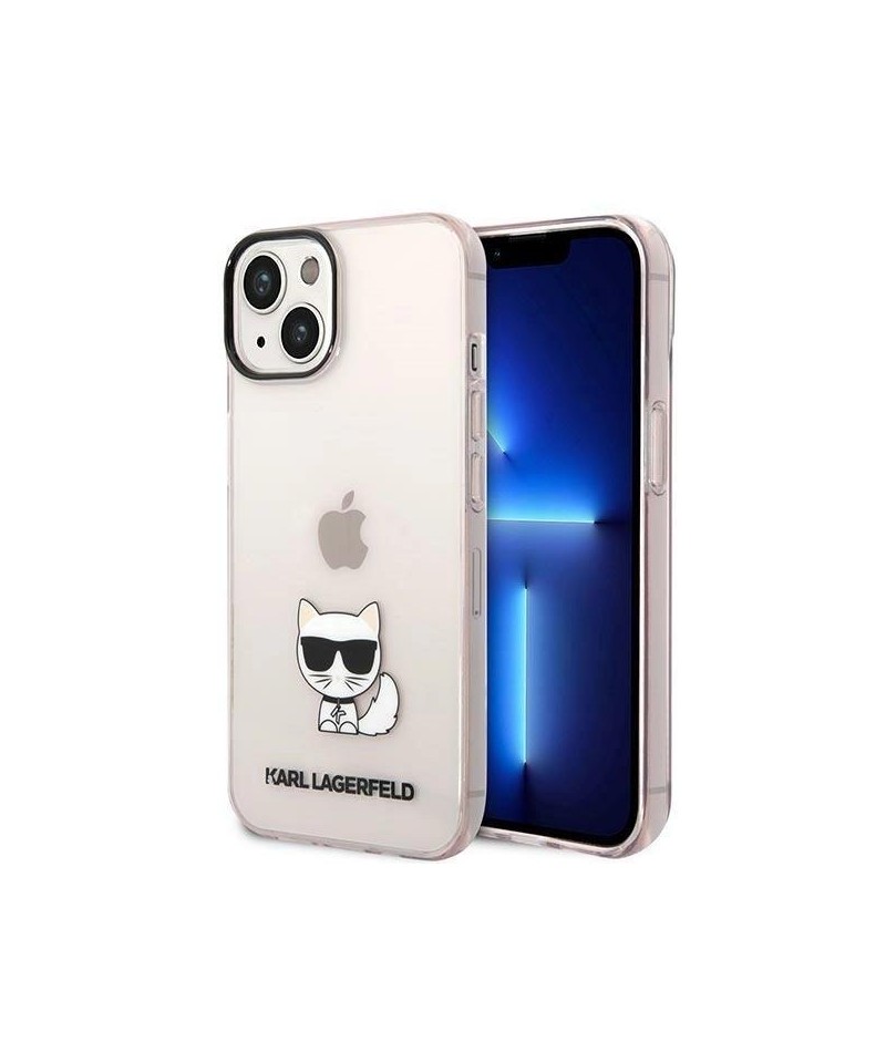 Karl Lagerfeld Transparent Choupette Body Case for iPhone 14 Plus / 15 Plus 6.7" - Pink