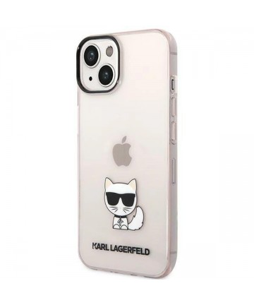 Karl Lagerfeld Transparent Choupette Body Case for iPhone 14 Plus / 15 Plus 6.7" - Pink