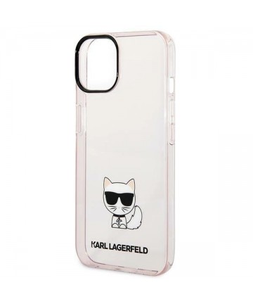 Karl Lagerfeld Transparent Choupette Body Case for iPhone 14 Plus / 15 Plus 6.7" - Pink