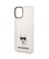 Karl Lagerfeld Transparent Choupette Body Case for iPhone 14 Plus / 15 Plus 6.7" - Pink