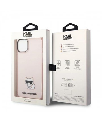 Karl Lagerfeld Transparent Choupette Body Case for iPhone 14 Plus / 15 Plus 6.7" - Pink