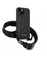 Karl Lagerfeld Monogram Plaque Logo Strap Case for iPhone 14 / 15 / 13 6.1" - Black