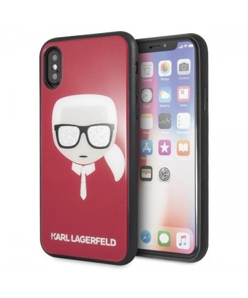 Karl Lagerfeld Iconic Glitter Karl`s Head iPhone X / Xs Case - Red
