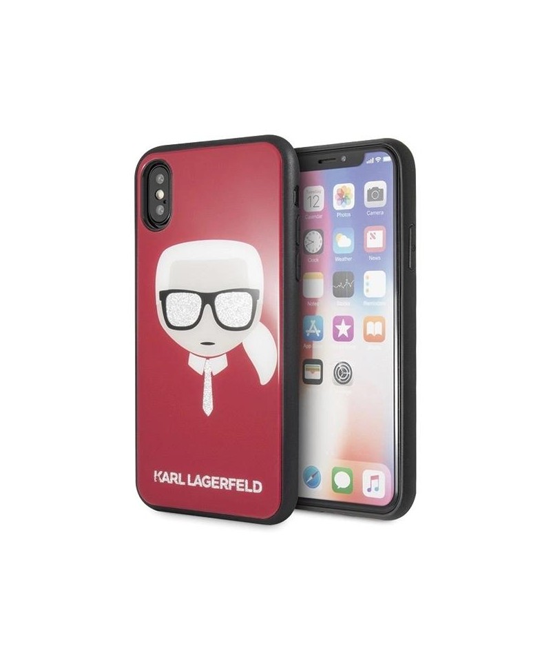 Karl Lagerfeld Iconic Glitter Karl`s Head iPhone X / Xs Case - Red