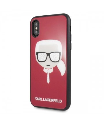 Karl Lagerfeld Iconic Glitter Karl`s Head iPhone X / Xs Case - Red