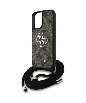 Guess 4G Big Logo Cord Stap Crossbody Case for iPhone 16 Brown