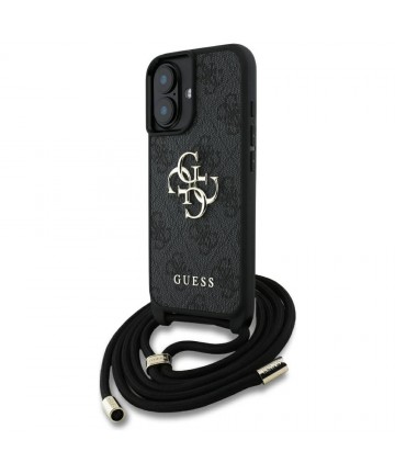 Guess 4G Big Logo Cord Stap Crossbody Case for iPhone 16 Black