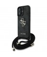 Guess 4G Big Logo Cord Stap Crossbody Case for iPhone 16 Black