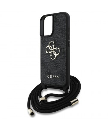 Guess 4G Big Logo Cord Stap Crossbody Case for iPhone 16 Black