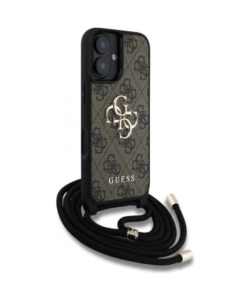 Guess 4G Big Logo Cord Stap Crossbody Case for iPhone 16 Plus Brown