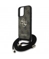 Guess 4G Big Logo Cord Stap Crossbody Case for iPhone 16 Plus Brown
