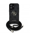 Guess 4G Big Logo Cord Stap Crossbody Case for iPhone 16 Plus Black