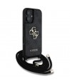 Guess 4G Big Logo Cord Stap Crossbody Case for iPhone 16 Plus Black