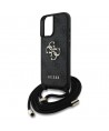 Guess 4G Big Logo Cord Stap Crossbody Case for iPhone 16 Plus Black