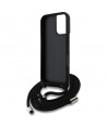 Guess 4G Big Logo Cord Stap Crossbody Case for iPhone 16 Plus Black