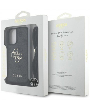 Guess 4G Big Logo Cord Stap Crossbody Case for iPhone 16 Plus Black