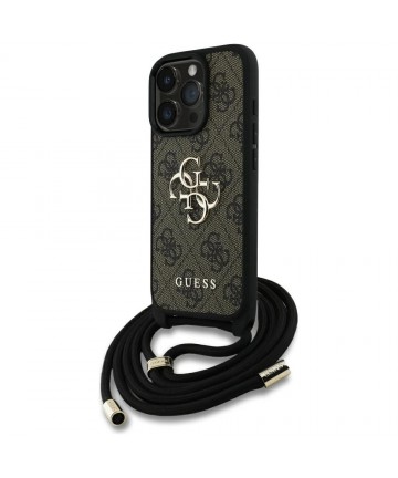 Guess 4G Big Logo Cord Stap Crossbody Case for iPhone 16 Pro Brown