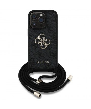 Guess 4G Big Logo Cord Stap Crossbody Case for iPhone 16 Pro Max black
