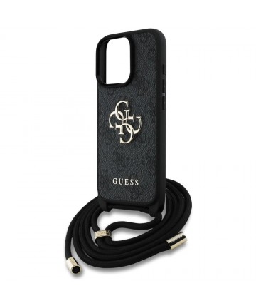 Guess 4G Big Logo Cord Stap Crossbody Case for iPhone 16 Pro Max black