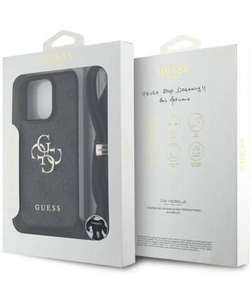 Guess 4G Big Logo Cord Stap Crossbody Case for iPhone 16 Pro Max black