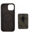 Guess 4G Stripes case with Magsafe wallet for iPhone 15 brown