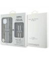 Guess 4G Stripes case with Magsafe wallet for iPhone 15 brown