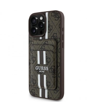 Guess 4G Stripes case with Magsafe wallet for iPhone 16 Pro Max brown