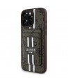 Guess 4G Stripes case with Magsafe wallet for iPhone 16 Pro Max brown