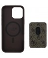 Guess 4G Stripes case with Magsafe wallet for iPhone 16 Pro Max brown
