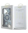 Guess Glitter Flowers Triangle Buttons MagSafe case for iPhone 16 black