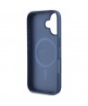 Guess Grained Printed Flower Pattern MagSafe case for iPhone 16 blue