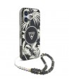 Guess Palm Trees Triangle Pearl Strap MagSafe case for iPhone 16 black