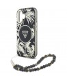 Guess Palm Trees Triangle Pearl Strap MagSafe case for iPhone 16 black