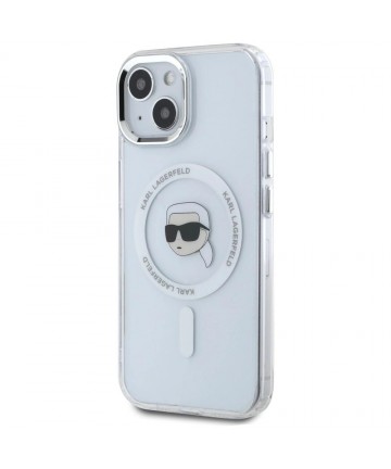 Karl Lagerfeld IML Metal Karl Head MagSafe Case for iPhone 15 Plus White