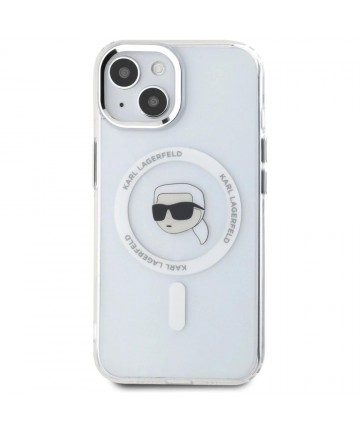 Karl Lagerfeld IML Metal Karl Head MagSafe Case for iPhone 15 Plus White